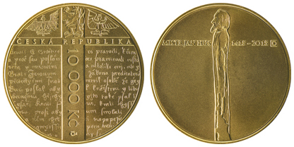 Gold coin to mark the 600th anniversary of the burning at the stake of Jan Hus