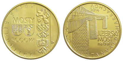 Gold coin Jizerský bridge on the Tanvald-Harrachov railway line