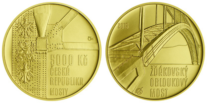 Gold coin Žďákov arch bridge