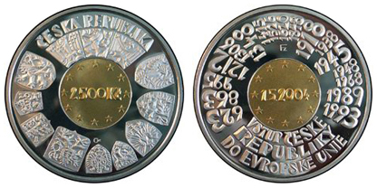Bimetalová mince ke vstupu České republiky do Evropské unie