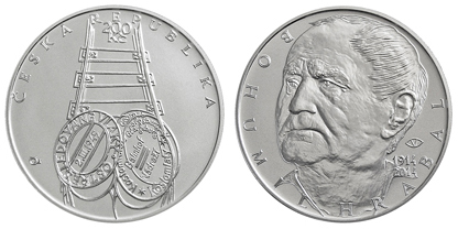 Commemorative silver coin to mark the 100th anniversary of the birth of Bohumil Hrabal
