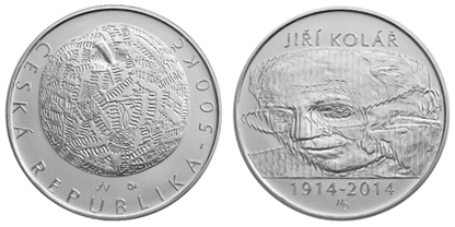 Commemorative silver coin to mark the 100th anniversary of the birth of Jiří Kolář