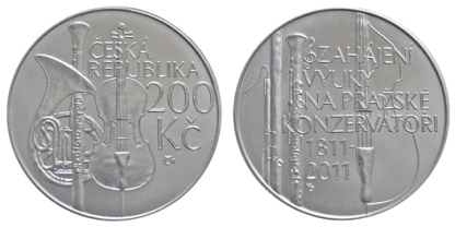 Commemorative silver coin to mark the anniversary of the commencement of tuition at the Prague Conservatory