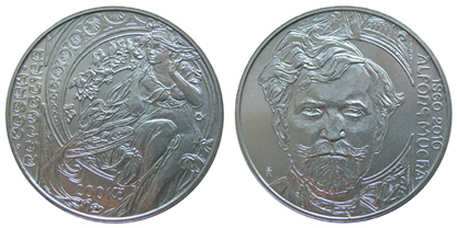 Commemorative silver coin to mark the 150th anniversary - Birth of painter Alfons Mucha