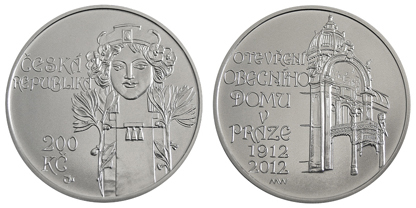 Commemorative silver coin to mark the 100th anniversary of the opening of the Municipal House in Prague