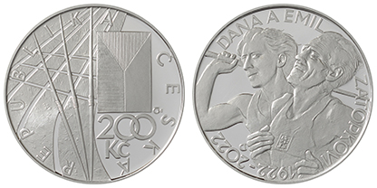 Commemorative silver coin to mark the 100th anniversary of the birth of Dana and Emil Zátopek