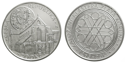 Commemorative silver coin to mark the 750th anniversary of the establishment of the Zlatá Koruna monastery