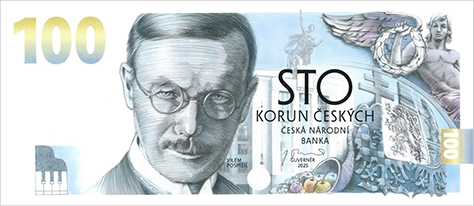 Pamětní bankovka 100 Kč vzor 2026 – líc (technická realizace)