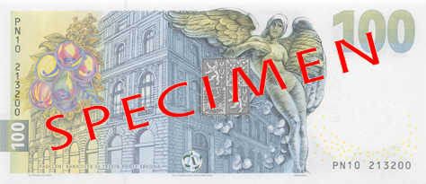 Pamětní bankovka 100 Kč vzor 2026 – rub