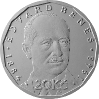 20 Kč mince vzor 2018, Edvard Beneš – rub