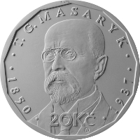 20 Kč mince vzor 2018, T. G. Masaryk – rub