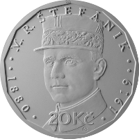 20 Kč mince vzor 2018, M. R. Štefánik – rub