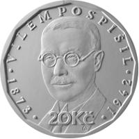 20 Kč mince vzor 2019, Vilém Pospíšil – rub