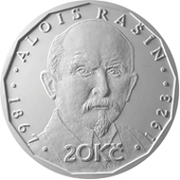 20 Kč mince vzor 2019, Alois Rašín – rub