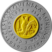Pamětní bimetalová 2 000 Kč mince 100. výročí zavedení československé koruny – rub kolorovaný
