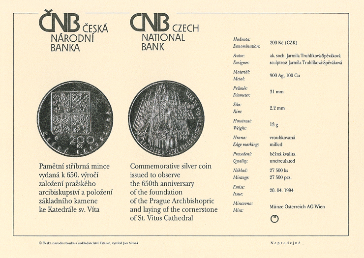 Kopie katalogové karty ČNB