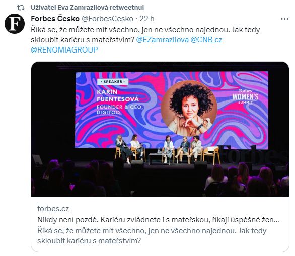 E. Zamrazilová retweetnula – Forbes Česko – Říká se, že můžete mít všechno, jen ne všechno najednou. Jak tedy skloubit kariéru s mateřstvím