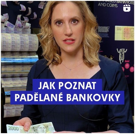 ČNB – Jak poznat padělané bankovky a co dělat při podezření, že vám je někdo dal. Poslechněte si členku bankovní rady ČNB Karinu Kubelkovou.