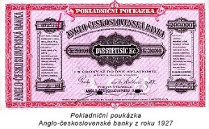 Pokladniční poukázka Anglo-československé banky z roku 1927; Kč 200,000 bill, Anglo-československá banka, May 1927