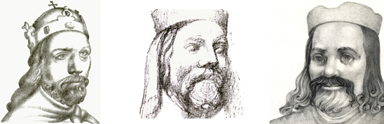 Karel IV. ve ztvárnění akademických malířů Róberta Bruna, Jozefa Bubáka a Ivana Strnada včetně návrhů figurálního vodoznaku
