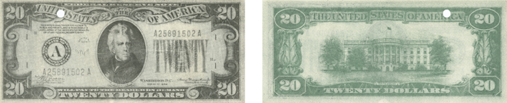 Napodobenina bankovky 20 $ série 1934, evidovaná jako typ 94