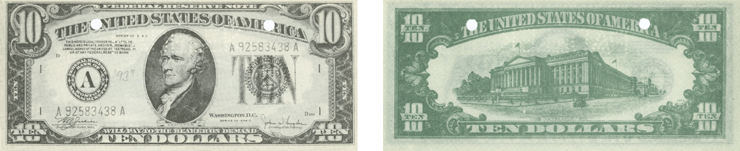 Napodobenina bankovky 10 $ série 1934C, evidovaná jako typ 93