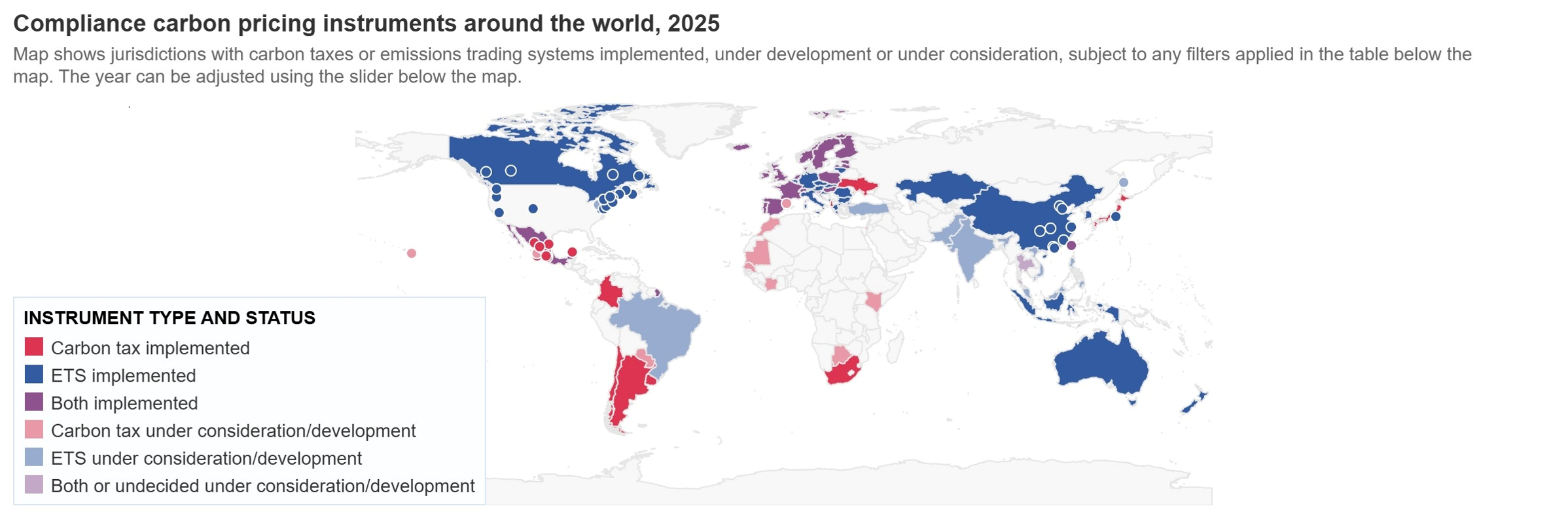 Chart 2 – Carbon pricing instruments around the world