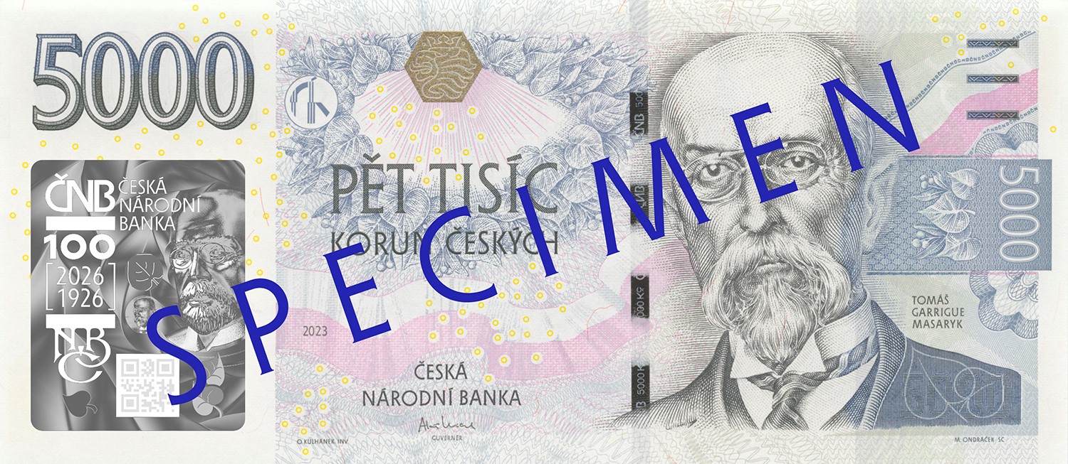 20260902_vyrocni_bankovka_5000_czk ČNB vydá výroční bankovku 5 000 Kč s přítiskem k 100. výročí zahájení činnosti Národní banky Československé