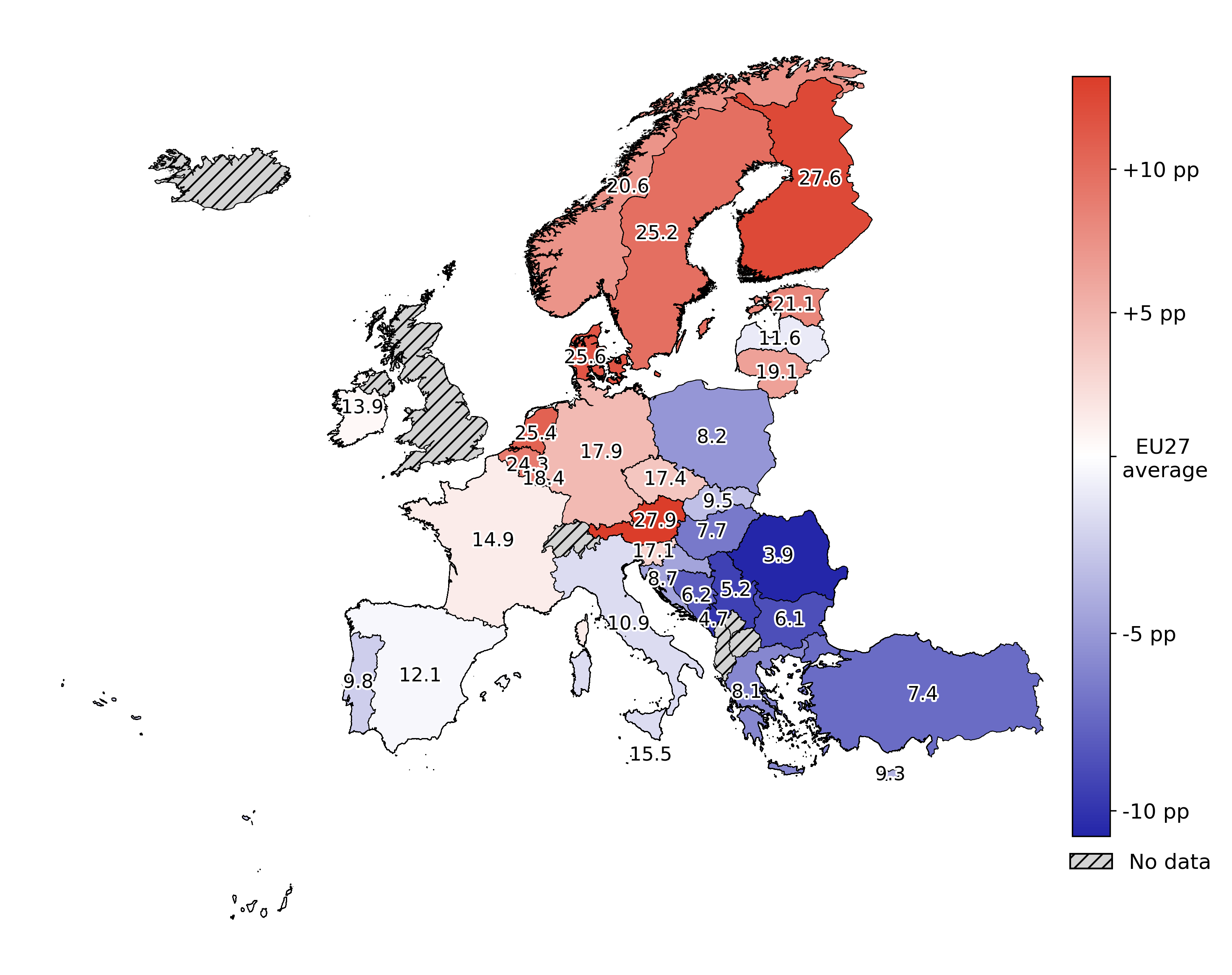 Chart 1 – Countries of central and northern Europe record the greatest use of AI