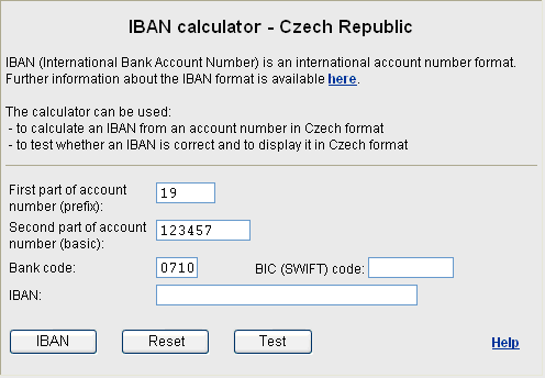 How To Enter An Account Number Into The Calculator Czech National Bank
