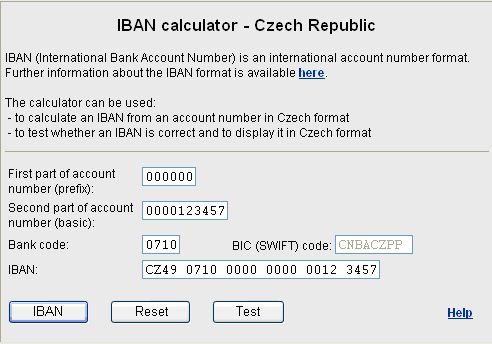 iban calculator number account enter into bank cnb payments